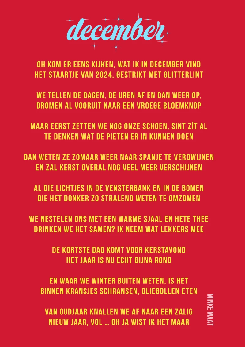 MINKE MAAT - decembergedicht